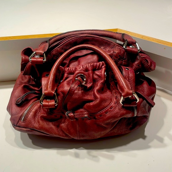 B Makowsky Brown Leather Boho Tote with handles - Picture 1 of 5